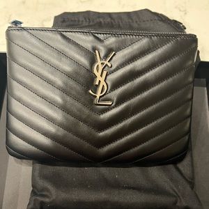 NWT YSL Saint Laurent Monogram small black pouch New Jolie